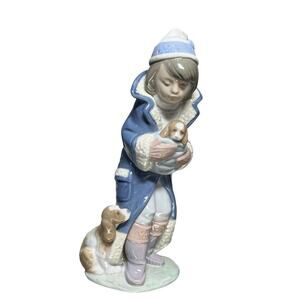 LLADRO Friday’s Child Figurine Retired #6019 Boy Puppies‎ Dogs 1993 Nino Viernes